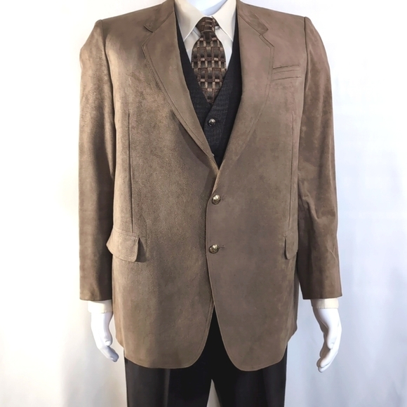 Men's Genuine Suede New Fashion Hong Kong Custom Jacket Coat Blazer Tan Size 42R - Picture 1 of 9